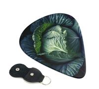 Bright Cabbage Guitar Picks 6 Pcs, 0.71mm Thickness Celluloid Plectrum with Leather Picks Holder, Personalized Guitar Pick for Bass Electric Acoustic Guitars Lovers Gift