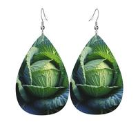 Bright Cabbage Leather Earrings for Women Teardrop Earrings Lightweight Dangle Drop Earrings Cute Jewelry Gift
