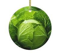 Bright Cabbage Print Christmas Decorations Santa Xmas Tree Ceramic Round Hanging Keepsake Gifts Holiday