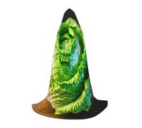 Bright Cabbage Print Hooded Robe Adult Wizard Robes Monk Priest Cloak Halloween Cosplay Knight Hood Cape, Black, S