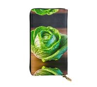 Bright Cabbage Print Leather Long Clutch Wallet â€“ Fashionable Personalized Wallet, Multiple Card Slots, Gift Ready, Black, One Size