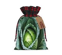 Bright Cabbage -Print Multi-Colored Burlap Drawstring Bags, Eco-Friendly Plaid Pouches For Wedding Party Favors & Custom Packaging. S
