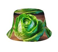 Bright Cabbage Print Packable Outdoor Cap Unisex Bucket Hat Sun Protection Hat for Summer Beach Fishing Black, Black, One size