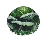Bright Cabbage Print Premium Double Layer Shower Cap For Women With Reusable Shower Cap For Hair - Waterproof Plastic Cap - Shower Caps For Long, Short And Curly Hairs