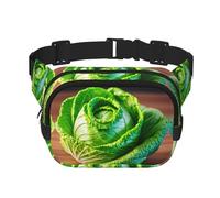 Bright Cabbage Print Square Waist Purse Double Layer Fanny BagTrendy Travel Waist Bag for Men and Women, Black, One Size