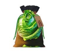 Bright Cabbage Print Stylish Drawstring Pouches,Reusable Drawstring Gift Bags,Perfect For Holiday And Party