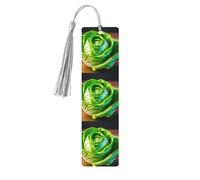 Bright Cabbage Print Wooden Bookmarks with Tassels, Wood Book Markers for Book Lovers, Teachers & Present