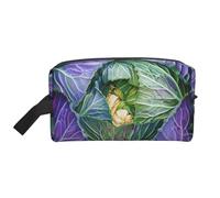 Bright Cabbage Printed Cosmetic Case with Handle, Lightweight Compact Storage for Makeup, Toiletries & Gadgets, Make up Organiser for Travel, School, Work