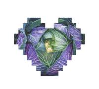 Bright Cabbage Printed Jigsaw Puzzle 10.8x12.8 CM, Heart-Shaped Puzzle Challenging Game for Adults Gifts, Family Fun Decorative Wall Decor