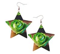 Bright Cabbage Printed Leather Pierced Earring Set, 1 Pair Lightweight Bohemian Earrings Birthday Party Jewelry Gifts For Women