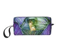 Bright Cabbage Printed Makeup Bag with Handle, Lightweight Portable Cosmetic Organiser for Travel, Gym & Daily Use - Gift for Women Girls