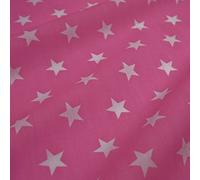 Bright Candy Pink Polycotton Fabric with White Stars (Per Metre)