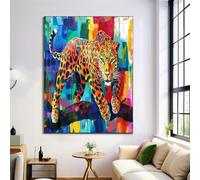 Bright Cheetah Wall Art Canvas Poster,Brown Oil Painting Animals Canvas Painting,Artwork Living Room,Bedroom Home Office Decoration Picture Prints,Without Frame,70X100Cm