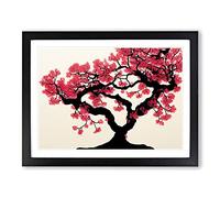 Bright Cherry Blossom Tree H1022 WHT Framed Print for Living Room Bedroom Home Office Décor, Wall Art Picture Ready to Hang, Black A4 Frame (34 x 25 cm)