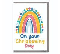 Bright Christening Card for Baby Boy Girl - Rainbow Design - On Your Christening Day Card CHRIST07
