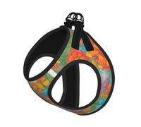 Bright Color 1 Print Step in Dog Harness and Leash Set,Adjustable Reflective Harness for Small Dogs Cats