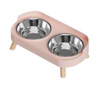 Bright Color Elevated Dog Bowls With Adjustable Stand Splash-Proof Double Dish For Feeding Double Bowl Stainless Steel Pet Feeders