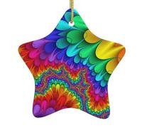 Bright Color Print Christmas Ornaments, Ceramic Hanging Ornament, Round Shape Decorations