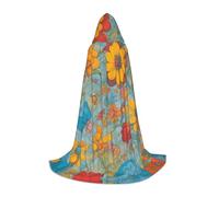 Bright Color Print Hooded Cloak Teens Kids Adults Halloween Gothic Variety Carnival Cosplay Costume