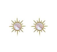 Bright Color Sun Stud Earrings For Women Round White Shell Earring Handmade Jewelry