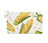 Bright Colored Curves Wallet for Men Women Canvas Coin Purse Zippered Change Holder with Secure Closure, Cartoon Corn on the Cob, One size