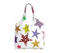 Bright Colored Stars,Reusable Tote Bags Grocery Bags Large Capacity Canvas Shopping Shoulder bag