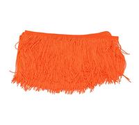 Bright Colored Tassel Table Skirt, Long Soft Polyester Fringe, 10m Length, 15cm Width - Wrinkle, DIY Party Decor, Baby Shower, Holiday (Orange)