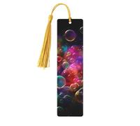 Bright Colorful Art Wooden Bookmark Craft Hanging Tags Ornaments Rectangular Bookmarks with Holes and Ropes