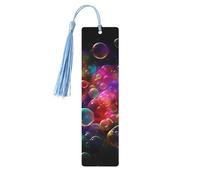 Bright Colorful Art Wooden Bookmark Craft Hanging Tags Ornaments Rectangular Bookmarks with Holes and Ropes