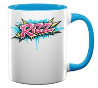 Bright Colorful Graffiti Lettering Art Ceramic Tea Coffee Mug Light Blue