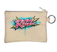 Bright Colorful Graffiti Lettering Art Key Chain Coin Purse Beige