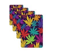 Bright Colorful Weed Pattern Car Air Fresheners Cards 4 Pcs Hanging Fragrance Scented Cards Long-Lasting Car Aromatherapy Tablets for Wardrobe Bathroom Car Interior Mirror Pendant Gifts