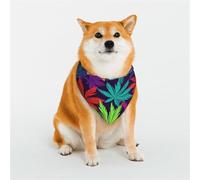 Bright Colorful Weed Pattern Dog Bandanas Large Adjustable Dog Scarf Triangle Bibs Double Reversible Kerchief Scarf Washable Daily Handkerchief for Medium Large Dog Puppy Cat Gift