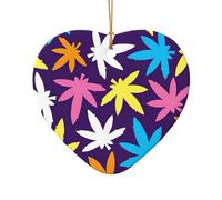 Bright Colorful Weed Pattern Print Ceramic Star Heart Shaped Ornaments Christmas Tree Hanging Xmas Pendants Decor