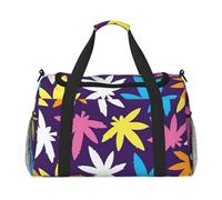Bright Colorful Weed Pattern Print Functional Travel Tote Ample Space Travel Bag Foldable Carry On Tote for Weekender