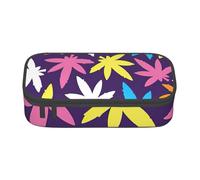 Bright Colorful Weed Pattern Print Large capacity pencil case with zipper,portable stationery storage bag