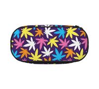 Bright Colorful Weed Pattern print Pencil case, makeup bag, sturdy storage bag, fit for office or travel essential accessories, Black, One Size, Portability