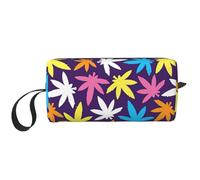 Bright Colorful Weed Pattern Print Simple Organizer Pouch, Lightweight Travel Bag, Foam Padded Cosmetic Case