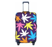 Bright Colorful Weed Pattern print Trolley Suitcase Protective Cover Luggage Protective Cover Unique Double Sided Pattern, White, Small, White, Small