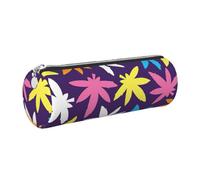 Bright Colorful Weed Pattern Print Women Men Pencil Case Cylindrical Lightweight Pen Pouch Office Stationery Organizer