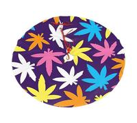 Bright Colorful Weed Pattern Printing Christmas Tree Skirt,Xmas Trees Mat For Home Party Holiday Indoor Outdoor Festive Decorations