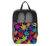 Bright Colorful Weed Pattern Shoe Bag Travel Shoe Organizer Water-Resistant Shoe Pouch with Zipper Sneaker Dust Bag, gray, One Size, Modern