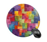 Bright Colors Abstract Round Mouse Pad, Non-Slip Rubber Base Waterproof Washable, Computer Mouse Mat for Office Gaming Studying, Premium-Textured Durable Portable Circle Mousepad for Desktop PC Notebo