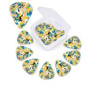 Bright Colors and Yellow Camouflage Guitar Picks 12 Pack 3 Different Thickness Celluloid Guitar Plectrums with Guitar Pick Storage Box Personalized Guitar Pick for Acoustic Guitar Picks