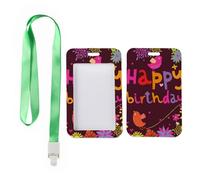 Bright Coloured Birds Badge Holder with Green Lanyard, Vertical Badge Holders, Vertical Cards Protector for Teacher, ID Cards Protector for School, Nurse Essentials Nurse Accessories Work