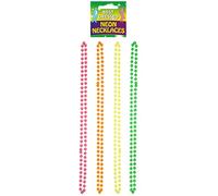 Bright Coloured Pack of 4 Plastic Neon Beaded Necklace
