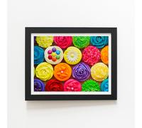 Bright Colourful Cupcakes Framed Art Print Warren Reed - Designer Black W12 inch x H16 inch