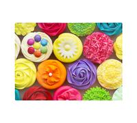 Bright Colourful Cupcakes Glass Chopping Board Warren Reed - Designer Yellow One Size