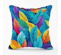 Bright Colourful Leaves Outdoor Cushion Warren Reed - Designer Blue 60cm x 60cm