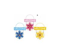 Bright Colourful Metal Welcome Flower Garden Hanging Wall Decoration